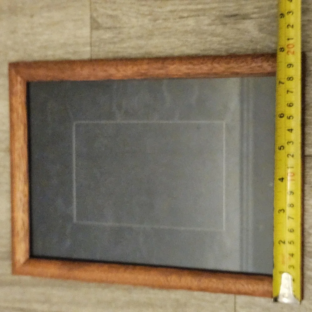 Vintage wooden picture frame with glass insert and felt black backing‎